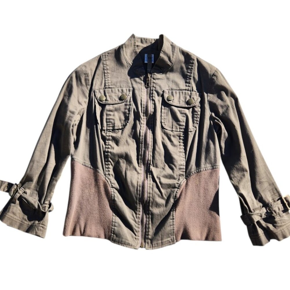 XCVI Utility Military Style Jacket  Size S Small Women's Full Zip Olive Green Br